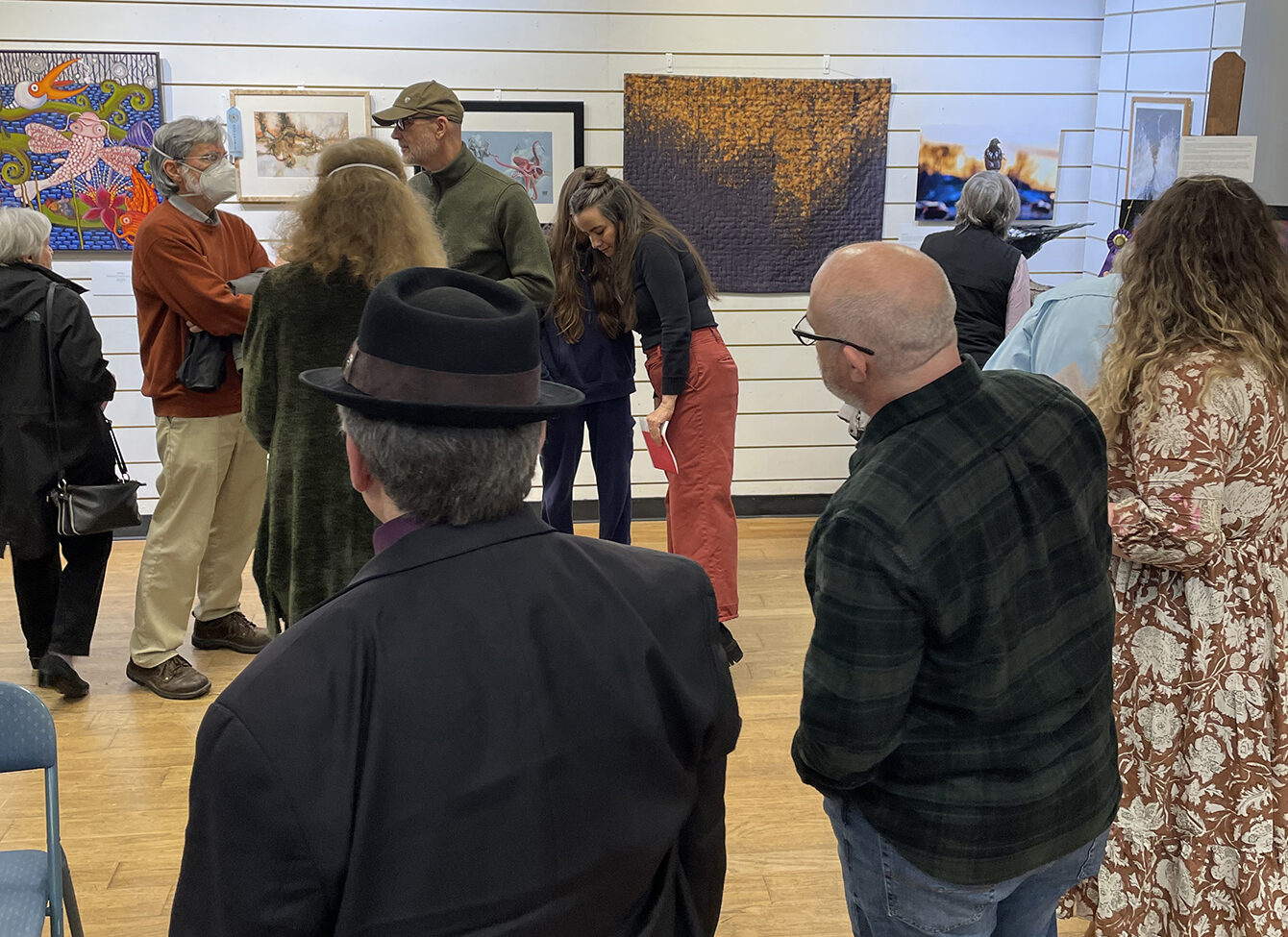 People looking at art