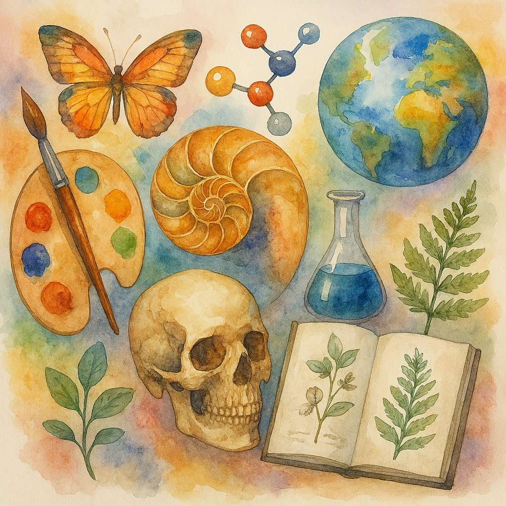 Painting with science and nature elements
