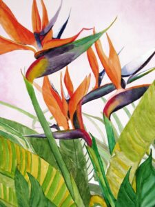 painting of a Bird of Paradise flower