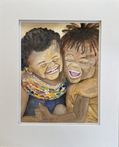 painting of two laughing children