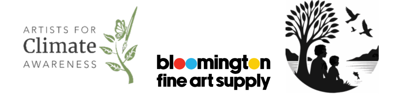 Logos for Artists for Climate Awareness, Bloomington Fine Art Supply, and Art for Earth