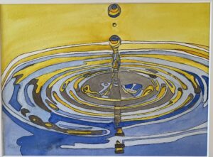 Painting of water droplet splashing