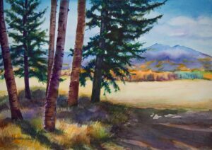 Painting of pine trees