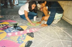 People making a sand mandala