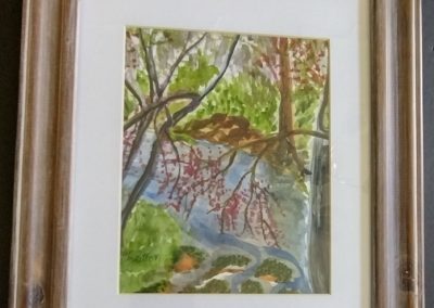 painting of redbud tree in blossom
