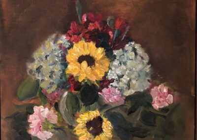 oil painting of floral arrangement