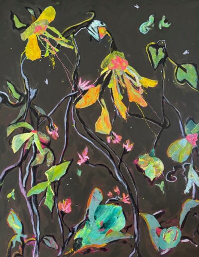 abstract painting of flowering vine