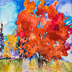 Marian Steen Painting: Red Tree in Forest Park