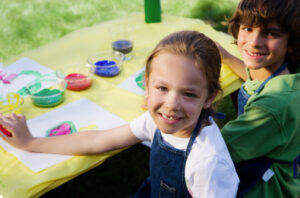 Girl painting something artful